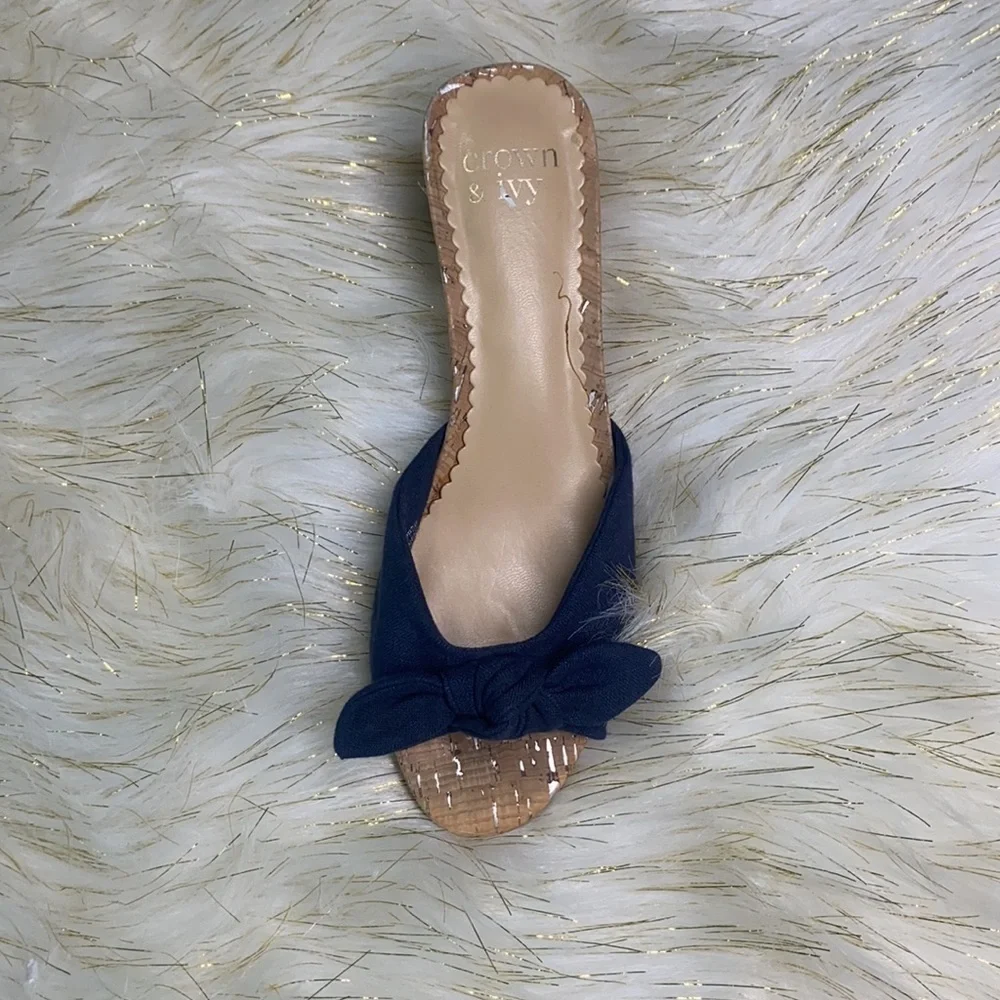 Crown & Ivy - Denim Heeled Slide Shoe Size 7